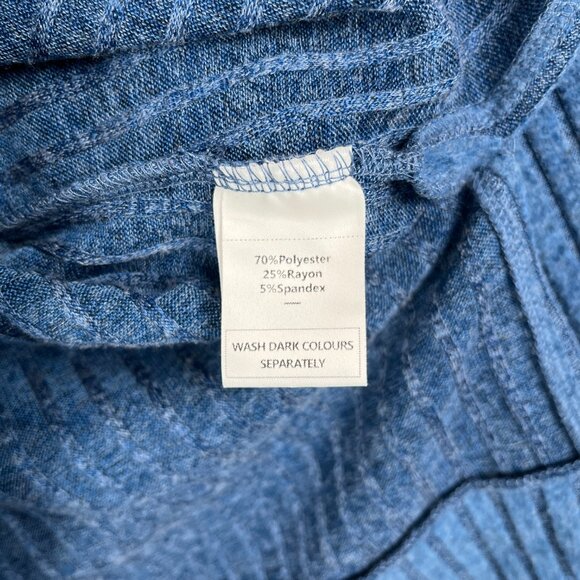 Ribbed Knit Sweater Women’s Small Blue Button Shoulder Long Sleeve Pullover Top - Picture 7 of 7